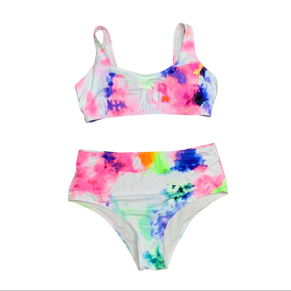 TIE DYE HIGH WAISTED BIKINI SET